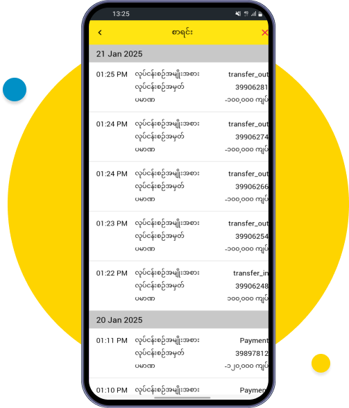 လုပ်ငန်းစဉ်များကို နေ့စွဲအလိုက်ကြည့်ရှု စစ်ဆေးနိုင်ပါသည်
