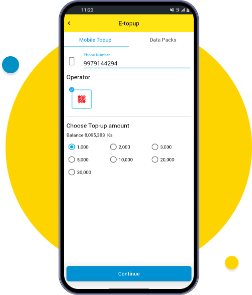 Enter customer’s phone number and select a topup amount
