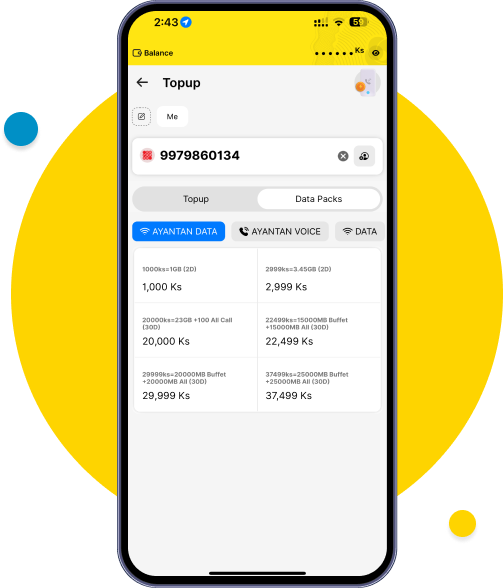 Enter customer’s phone number and select a Data Pack amount
