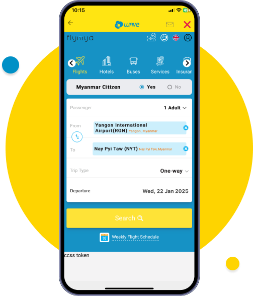 Select your desired destination and travel date and tap “Search”