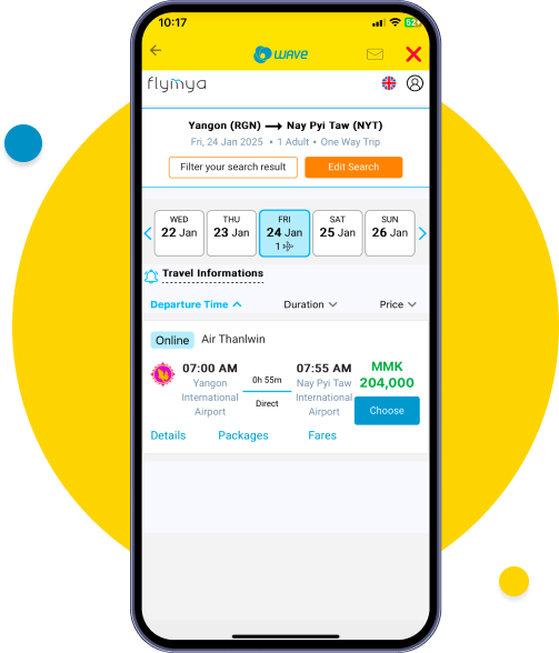 Tap “Choose” to select your preferred flight and schedule.