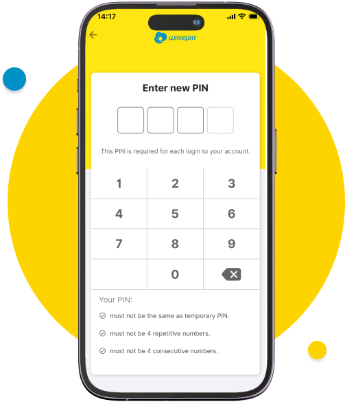 Please follow the instructions below to enter your new 4-digit PIN.​​Note: Please make sure to remember the PIN number and do not share with anyone.