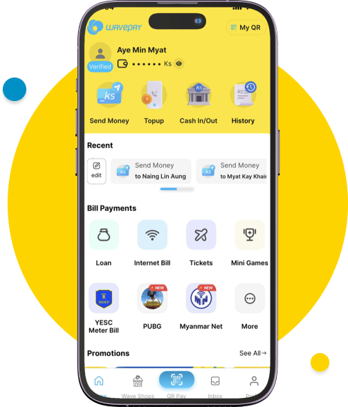 Launch WavePay app and select “Send Money”