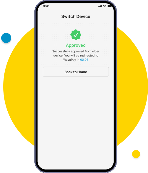  You will see the Authorization Success screen on your new device, and you will be navigated to the home screen.