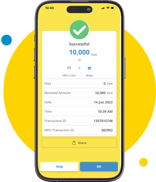 You can now see the usual WavePay successful page, you have successfully transferred money from your MPU card to your WavePay account