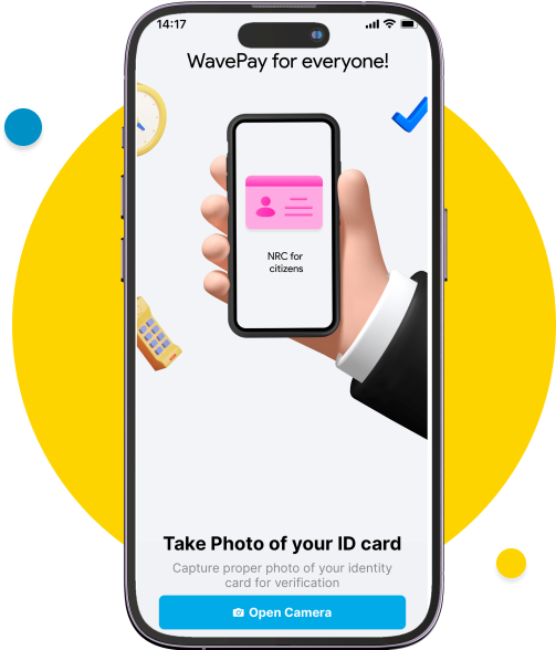 Tap “Open Camera” to provide a photo of your NRC Card (or) driving license (or) passport.​