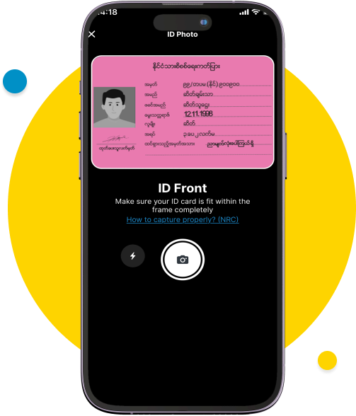 Ensure that your front ID card fits completely within the frame and is clearly visible.