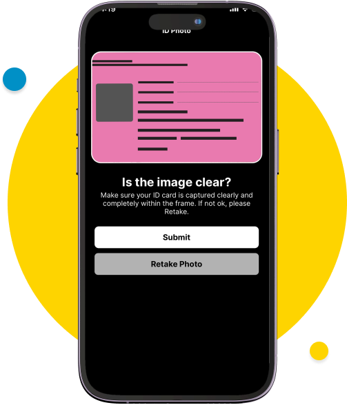 After your back ID card is clearly and completely captured within the frame, tab “Submit”.​