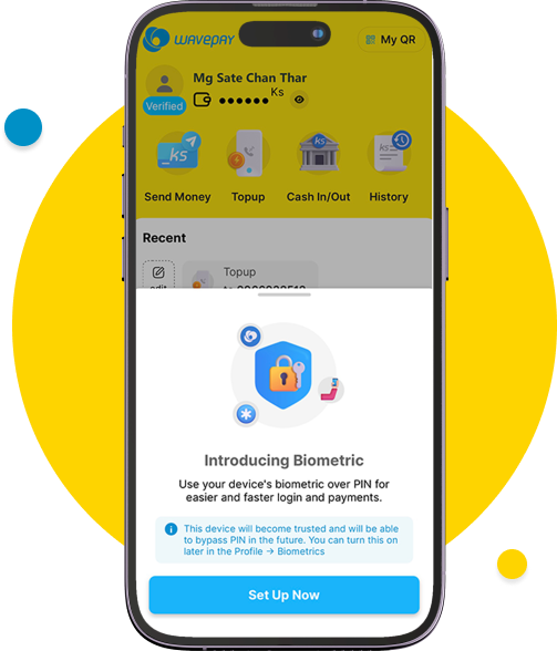 You can set up biometrics for your device over a PIN for easier and faster login and payments later from your profile.​