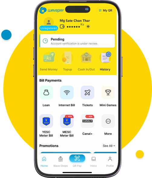 While the information is being verified, the Wave account status should display as “Pending”. ​