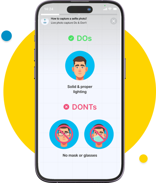 You can view the guide on how to capture a selfie photo.