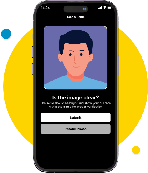 After capturing your selfie clearly, tap “Submit”.