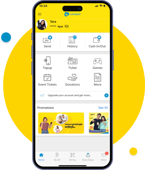 Launch WavePay App and tap “Cash In/Out”
