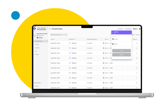 Select the start date for your transaction history.